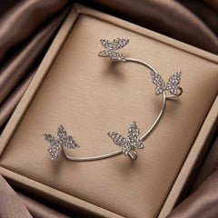 Women's Silver Plated Zircon Cuff Wrap Butterfly Crawler Earring