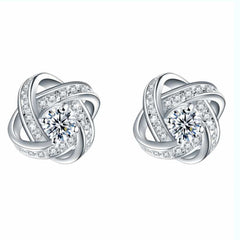 Women's Silver Plated Celtic Knot Stud With Cubic Zirconia