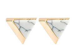 Women's Silver Plated Triangle Stud Earrings With Pushback Closure
