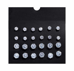Women's Silver Plated Multi Size Cubic Zircon Round Cut Stud Earring