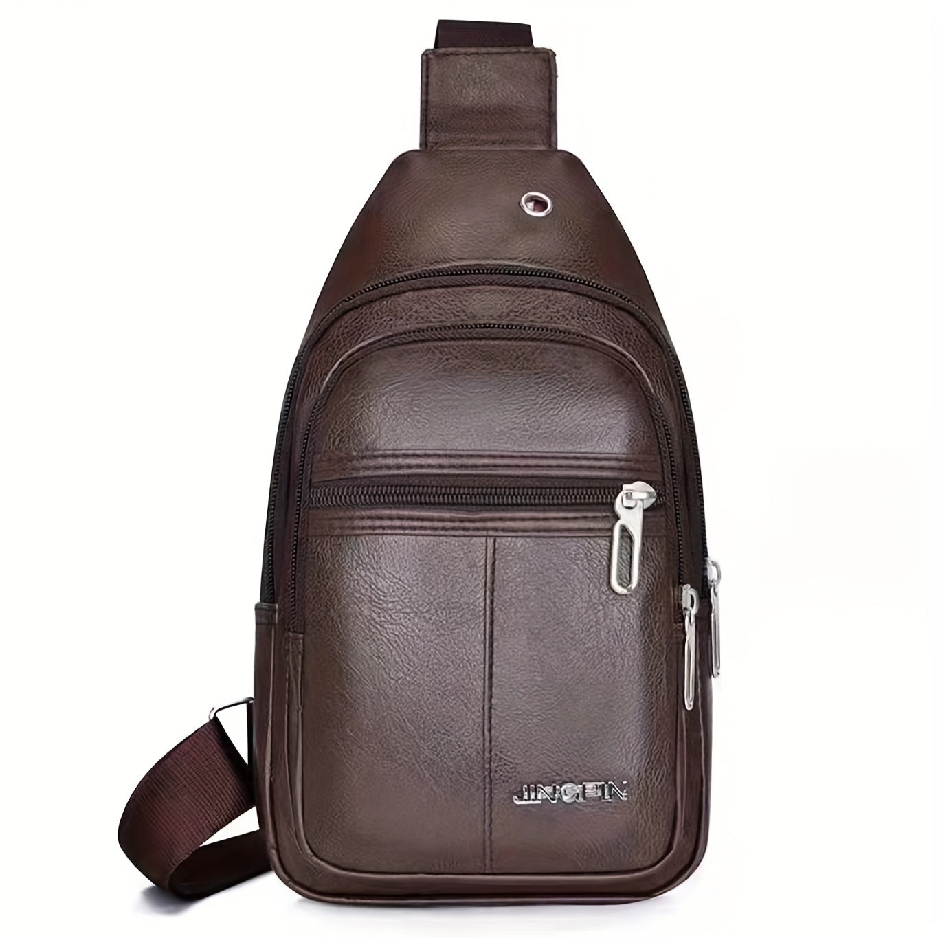 Men's Leather Crossbody Bag Chest Bag Large Capacity Satchel