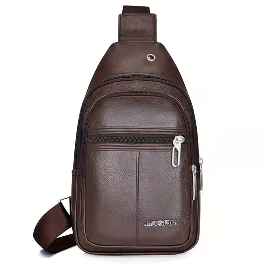 Men's Leather Crossbody Bag Chest Bag Large Capacity Satchel