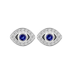 Women's Silver Plated Evil Eye Stud Earrings With Cubic Zirconia