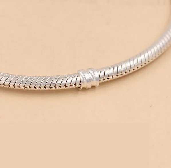 Women's Silver Plated Snake Chain With Bangle Fit Bead  Bracelet