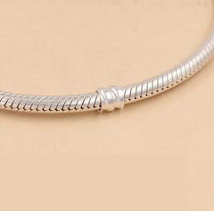 Women's Silver Plated Snake Chain With Bangle Fit Bead  Bracelet