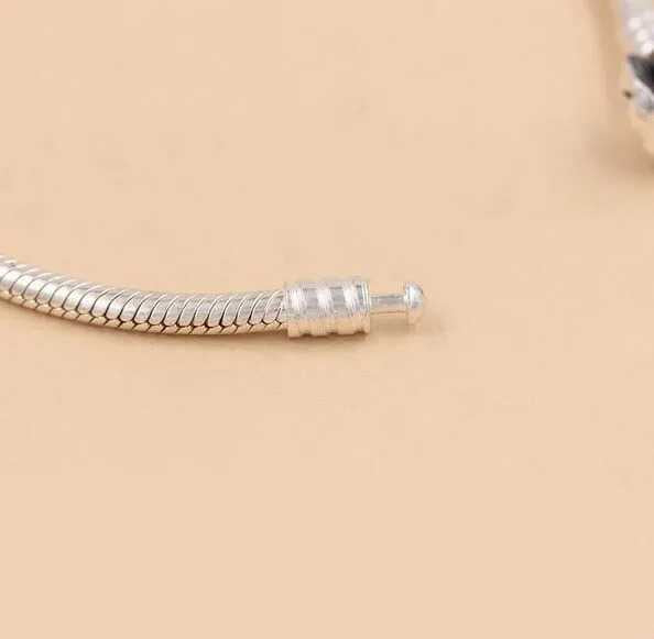 Women's Silver Plated Snake Chain With Bangle Fit Bead  Bracelet