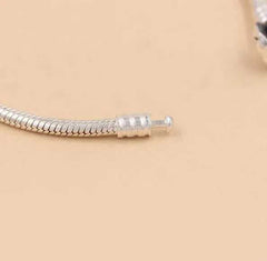 Women's Silver Plated Snake Chain With Bangle Fit Bead  Bracelet