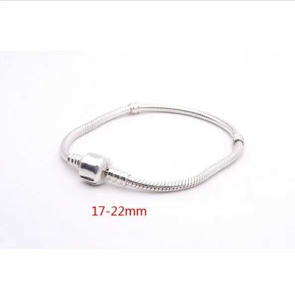 Women's Silver Plated Snake Chain With Bangle Fit Bead  Bracelet