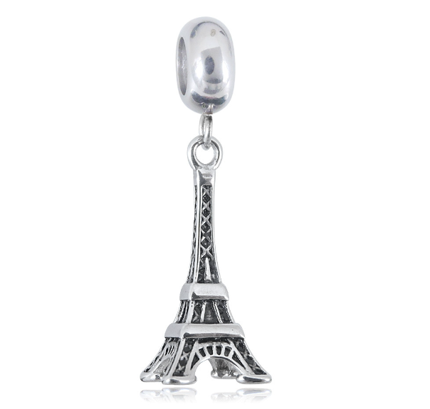 Women's Silver Plated Paris Eiffel Tower Oxidized Pendant Charm