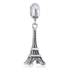 Women's Silver Plated Paris Eiffel Tower Oxidized Pendant Charm