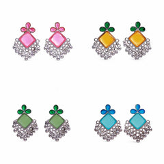 Women's Silver Plated Oxidised Combo Of 4 Tasseled Beads Monalisa Earring
