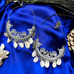 Women's Silver Plated Oxidised Combo Of 2 Dangling Earring