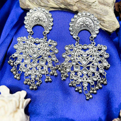 Women's Silver Plated Oxidised Combo Of 2 Dangling Earring