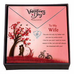 Women's Cubic Zirconia Heart Shaped Pendant With To My Wife Message Card