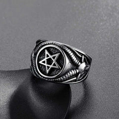 Men's Vintage Stainless Steel Gothic Pentagram Ring