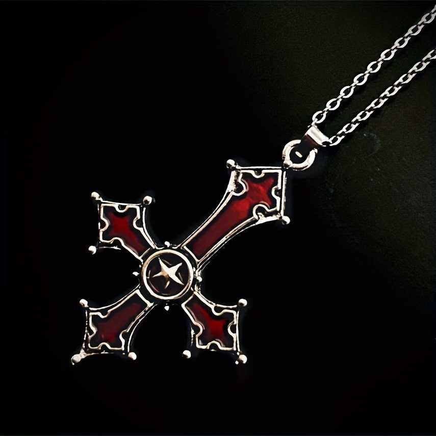 Men's Gothic Inverted Cross Pendant Necklace