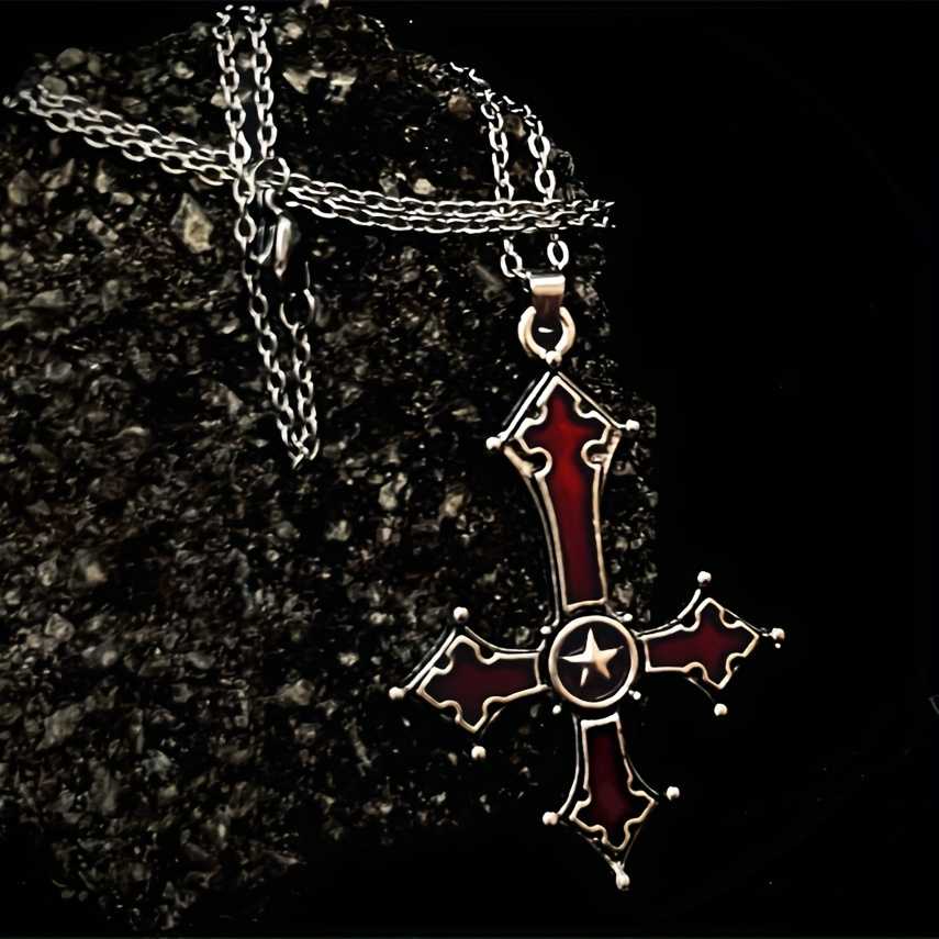 Men's Gothic Inverted Cross Pendant Necklace