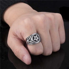Men's Vintage Stainless Steel Gothic Pentagram Ring