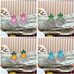 Women's Silver Plated Oxidised Combo Of 4 Tasseled Beads Monalisa Earring