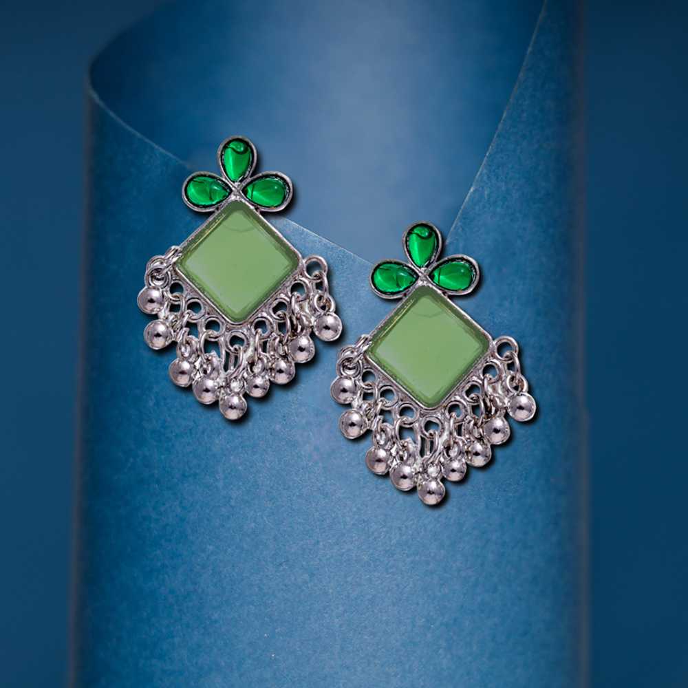 Women's Silver Plated Oxidised Combo Of 4 Tasseled Beads Monalisa Earring