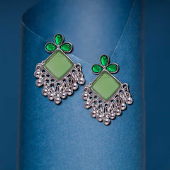 Women's Silver Plated Oxidised Combo Of 4 Tasseled Beads Monalisa Earring