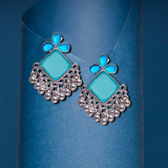 Women's Silver Plated Oxidised Combo Of 4 Tasseled Beads Monalisa Earring