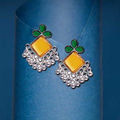 Women's Silver Plated Oxidised Combo Of 4 Tasseled Beads Monalisa Earring