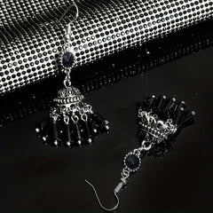 Women's Bohemian Oxidized Jhumka with Chandelier Drops
