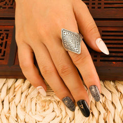 Women&rsquo;s Obsidian Stacked Rings Combo Hip Hop Rock Style Vintage 4PC