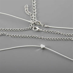 Bohemian Multi Strand Ankle Bracelet For Women With Silver Plated Heart