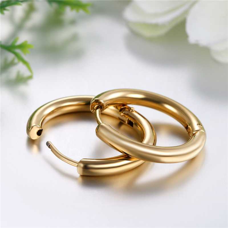 Women's Gold Plated Round Hoop Earrings