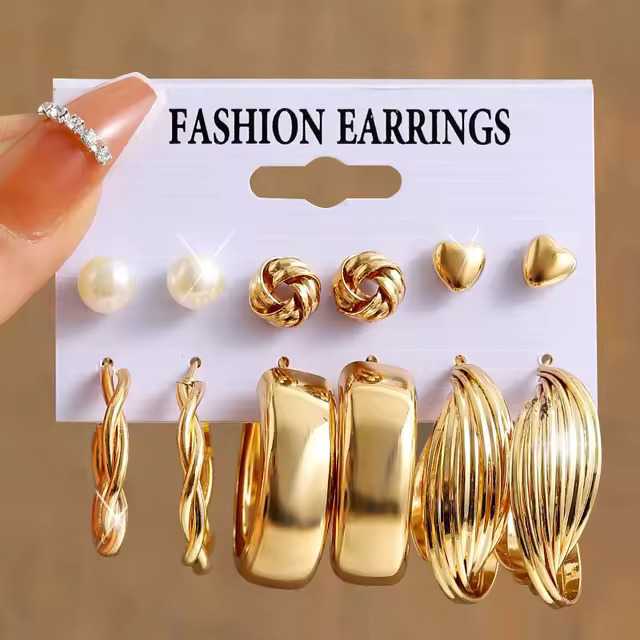 Women's 22 Piece Gold Plated Combo Set Stud And Hoop Earrings