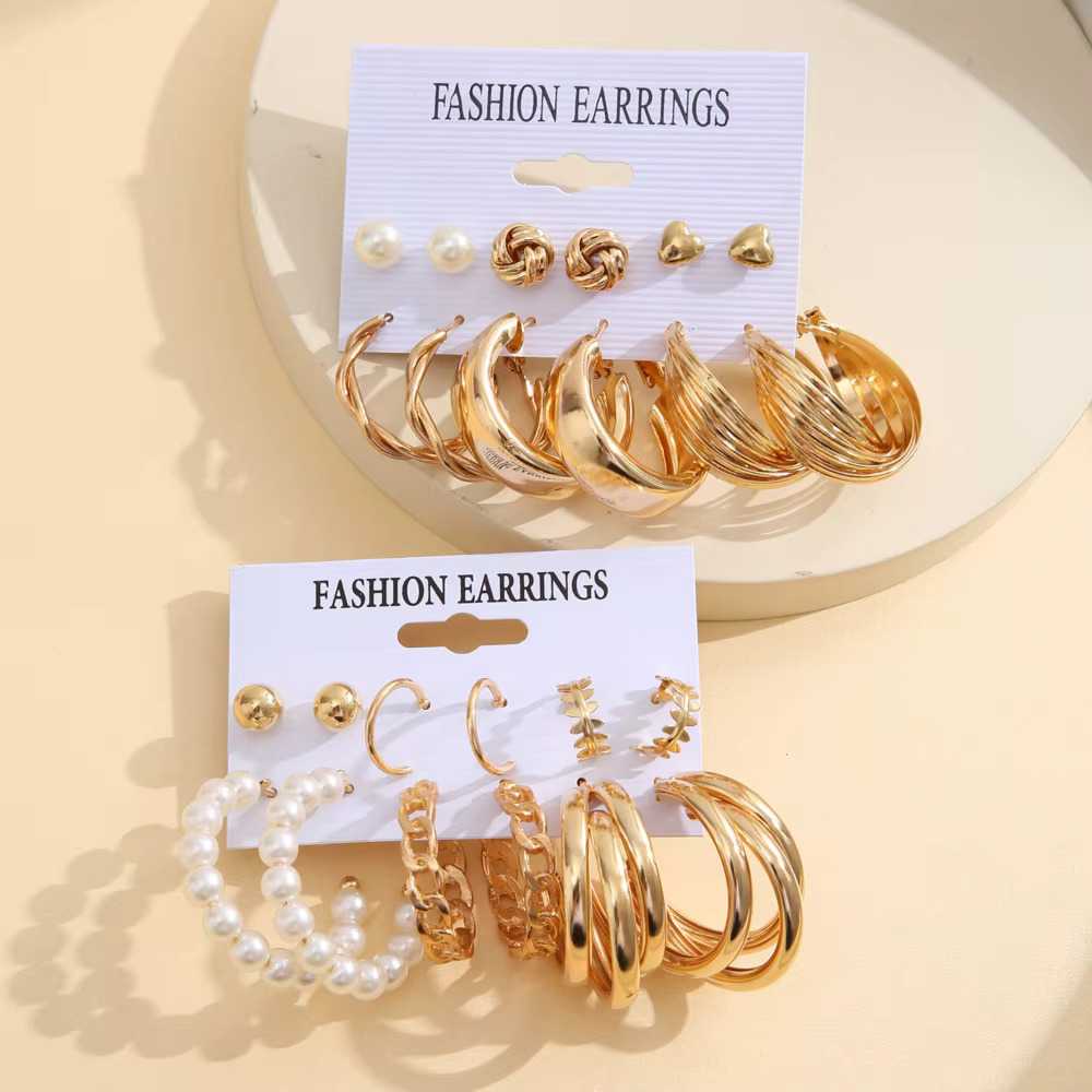 Women's 22 Piece Gold Plated Combo Set Stud And Hoop Earrings