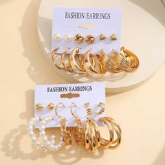 Women's 22 Piece Gold Plated Combo Set Stud And Hoop Earrings