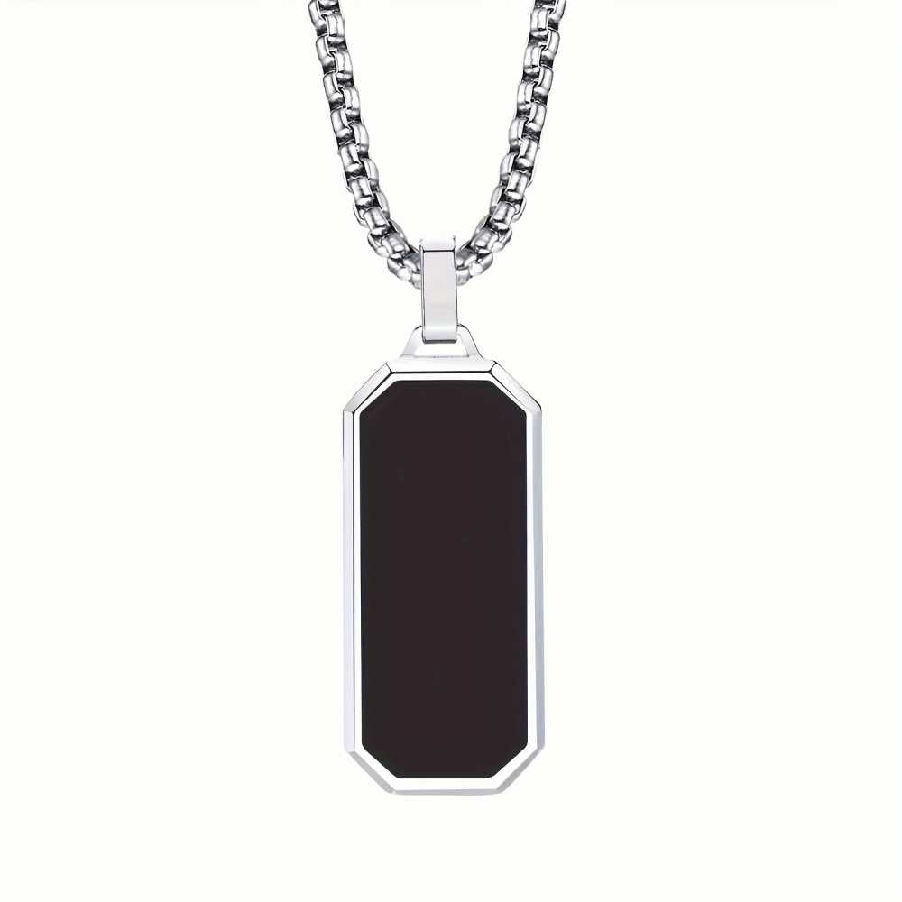 Men's Stainless Steel Black drip oil Pendant necklace.