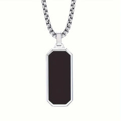 Men's Stainless Steel Black drip oil Pendant necklace.