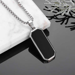 Men's Stainless Steel Black drip oil Pendant necklace.