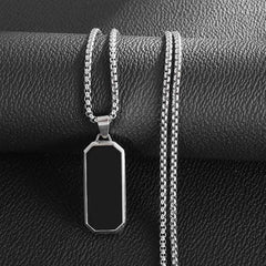 Men's Stainless Steel Black drip oil Pendant necklace.
