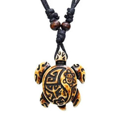 Men's Acrylic Turtle Pendant with Rope Chain Necklace