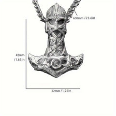 Men's Silver Plated Thor Hammer Pendant Necklace with Chain