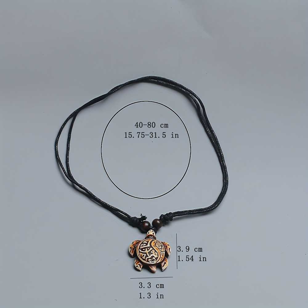 Men's Acrylic Turtle Pendant with Rope Chain Necklace