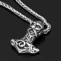 Men's Silver Plated Thor Hammer Pendant Necklace with Chain