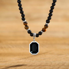 Men's Tiger Stone Black Pendant Necklace and Hip Hop Clavicle Chain