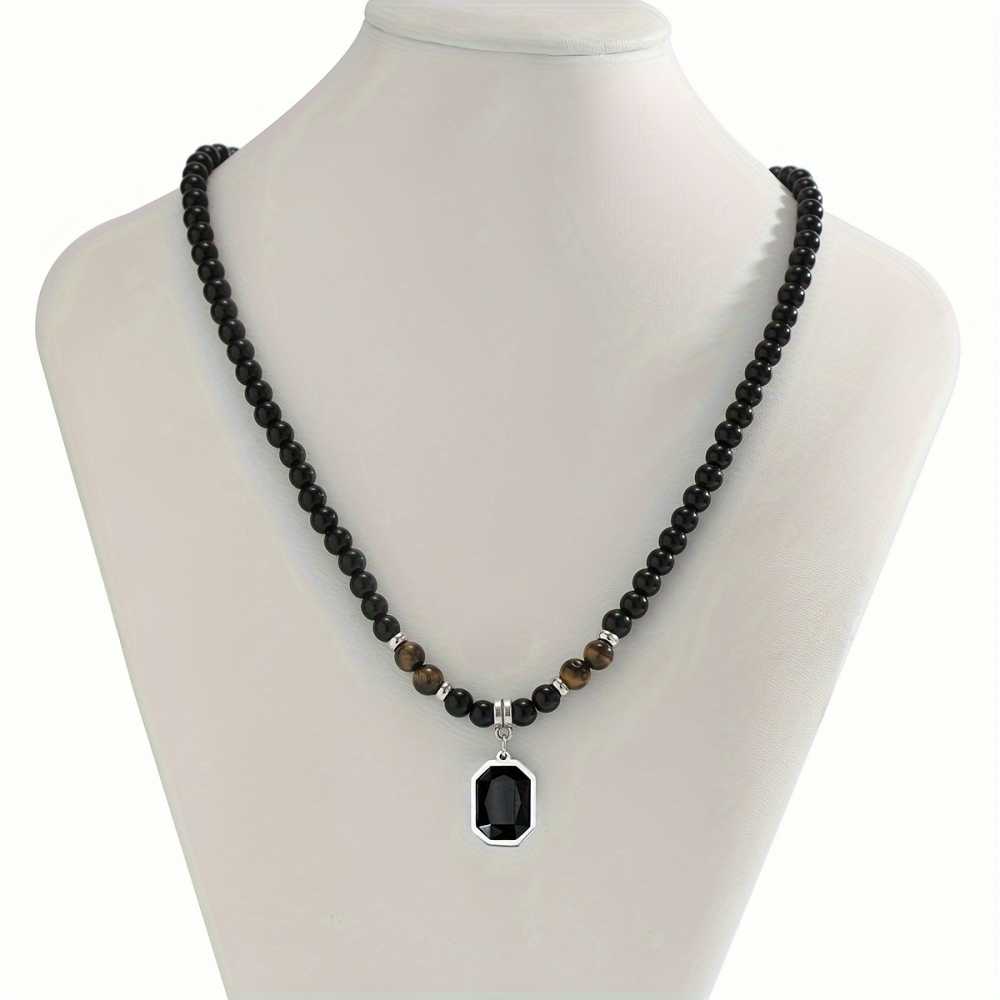 Men's Tiger Stone Black Pendant Necklace and Hip Hop Clavicle Chain