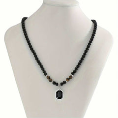 Men's Tiger Stone Black Pendant Necklace and Hip Hop Clavicle Chain