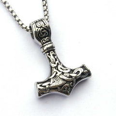 Men's Stainless Steel Thor Hammer Pendant Necklace With Chain