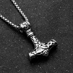 Men's Stainless Steel Thor Hammer Pendant Necklace With Chain