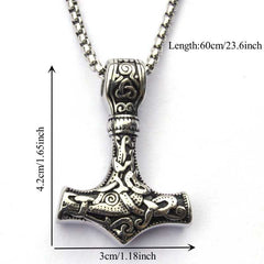 Men's Stainless Steel Thor Hammer Pendant Necklace With Chain