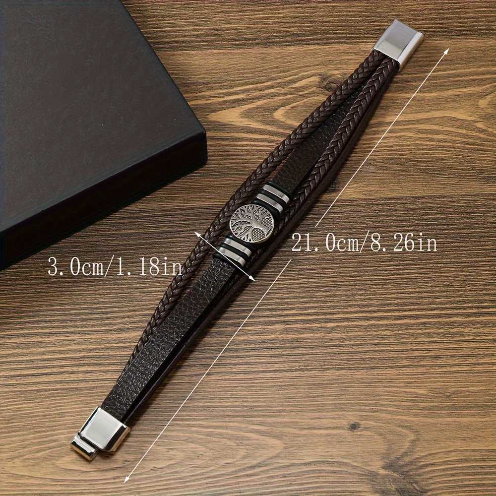 Men's Silver Plated Multi Layered Braided Magnetic Buckle Bracelet