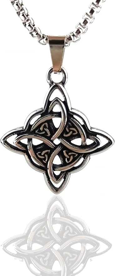 Men's Stainless Steel Knot Pagan Symbol Pendant Necklace